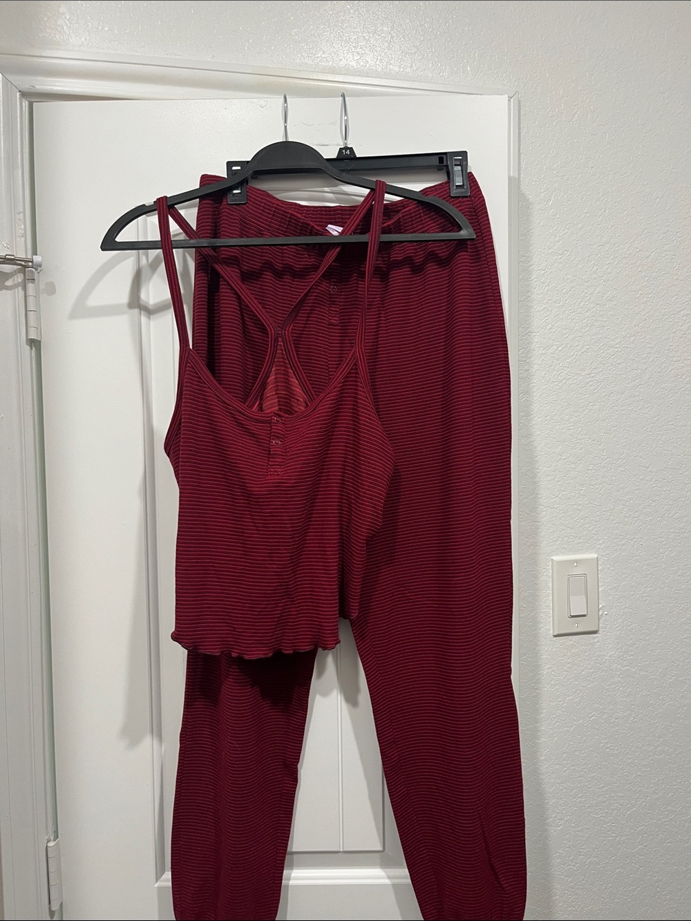 Savage X Fenty Burgundy Ribbed Pajama Set